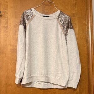 Sequin Sleeve Oatmeal Sweatshirt